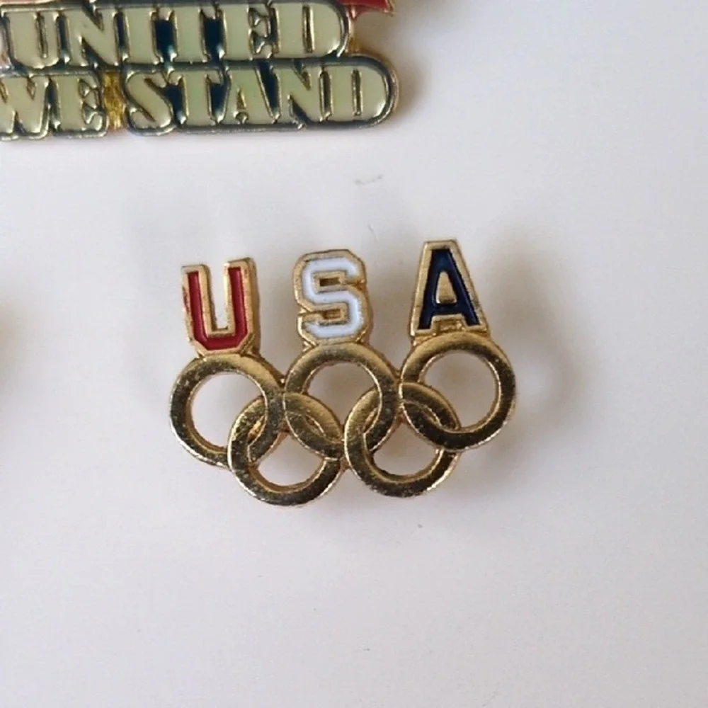 Vtg Patroitic American Flag USA‎ Olympic Team & Disney Lapel Pins Lot - Set of 5